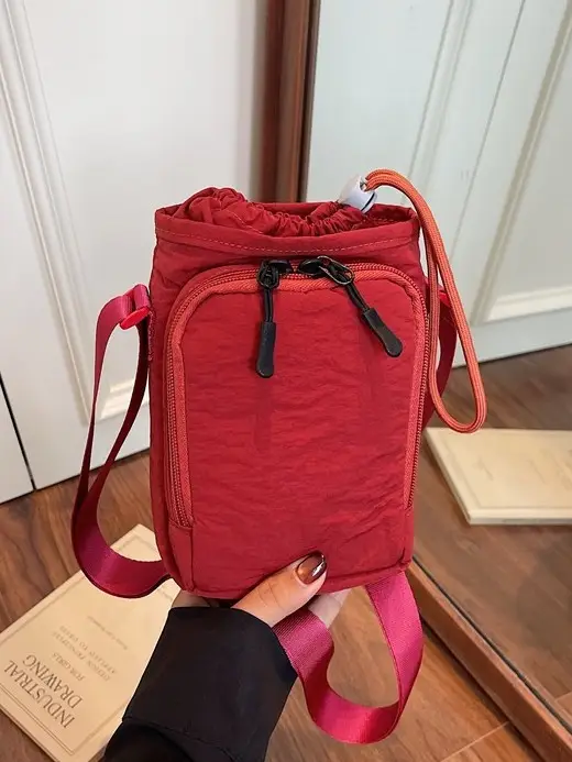 Women's Beige Crossbody Bag with Water Bottle Holder - Image 8