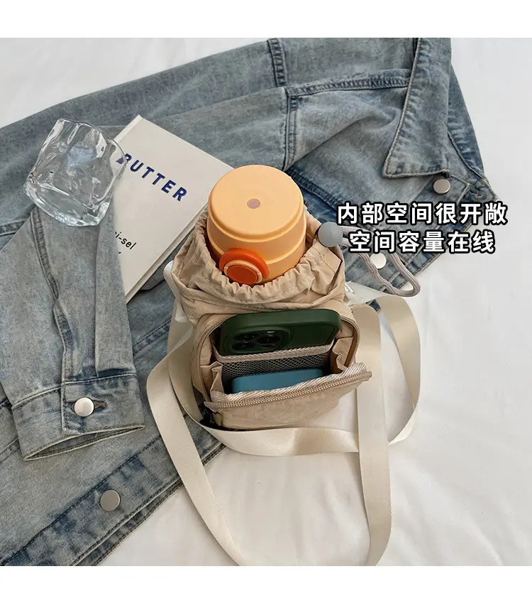 Women's Beige Crossbody Bag with Water Bottle Holder — feature 8
