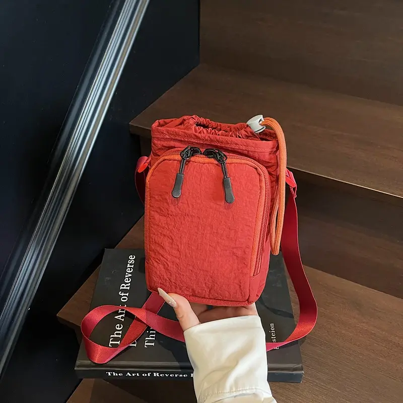 Women's Beige Crossbody Bag with Water Bottle Holder - Image 3