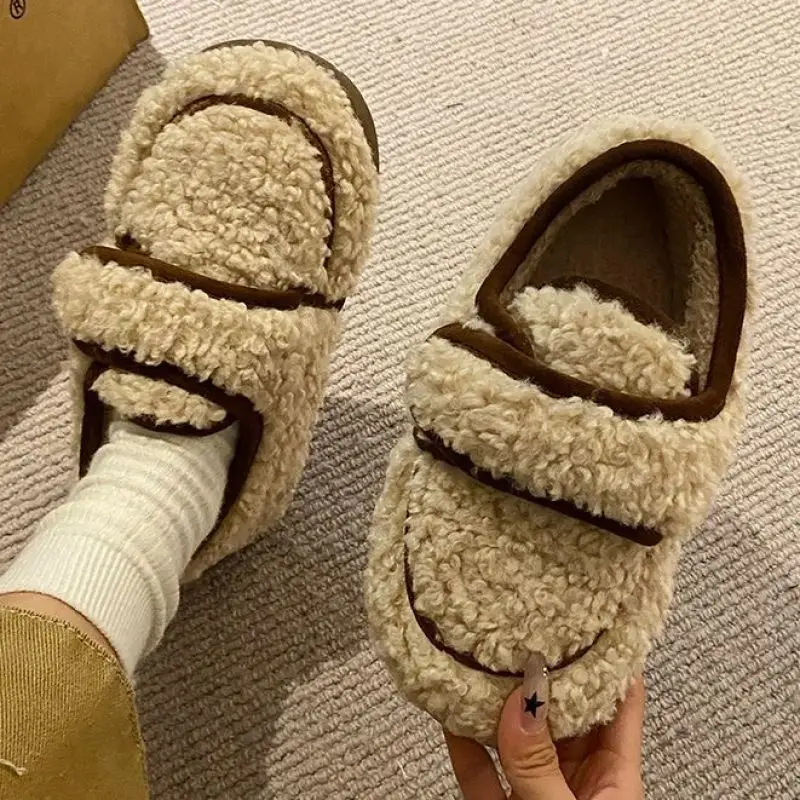 Women Winter Cotton Slippers with Heel Velcro - Image 5