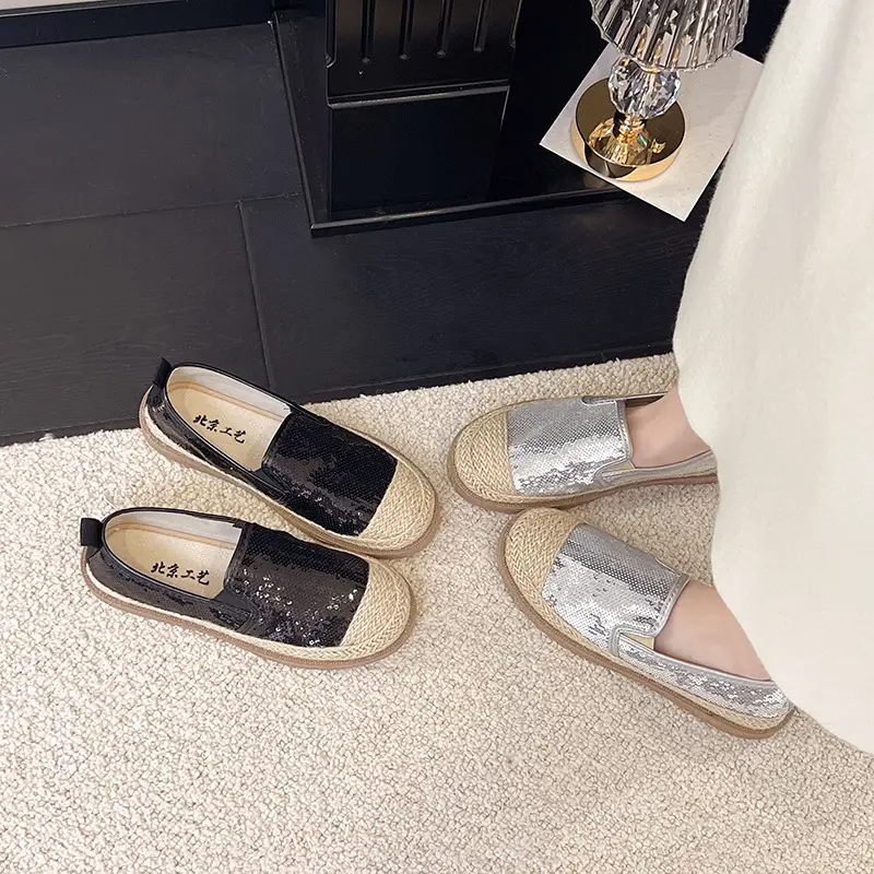 2026 Summer Women's Slip-On Loafers New Versatile Korean Style Lazy Loafers Breathable Sequin Casual Shoes - Image 5