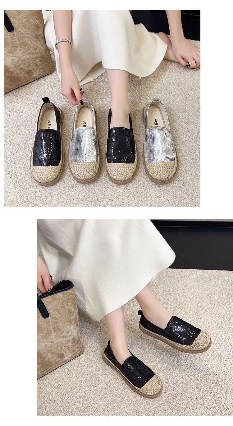 2026 Summer Women's Slip-On Loafers New Versatile Korean Style Lazy Loafers Breathable Sequin Casual Shoes — feature 10