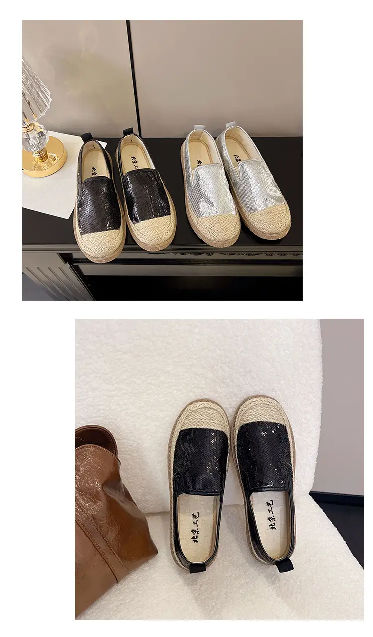 2026 Summer Women's Slip-On Loafers New Versatile Korean Style Lazy Loafers Breathable Sequin Casual Shoes — feature 14