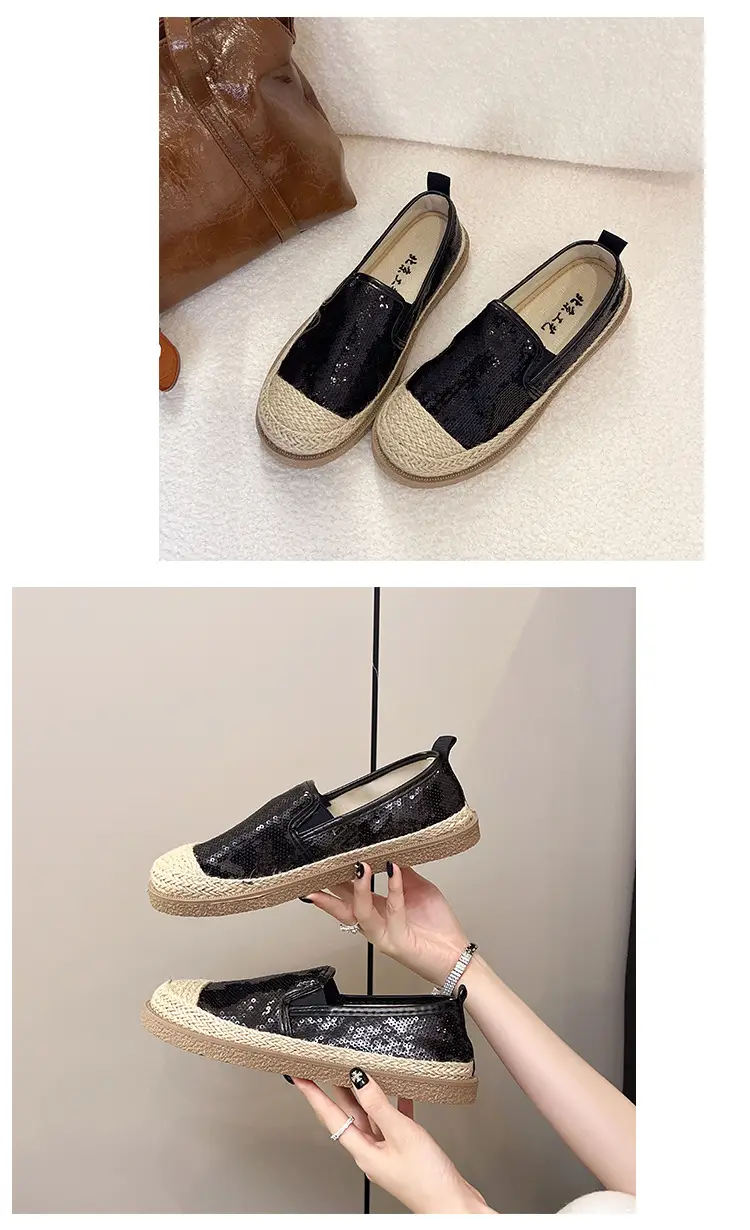 2026 Summer Women's Slip-On Loafers New Versatile Korean Style Lazy Loafers Breathable Sequin Casual Shoes — feature 15