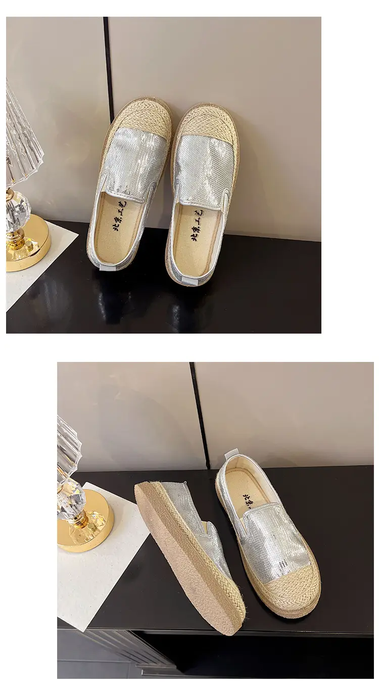 2026 Summer Women's Slip-On Loafers New Versatile Korean Style Lazy Loafers Breathable Sequin Casual Shoes — feature 16