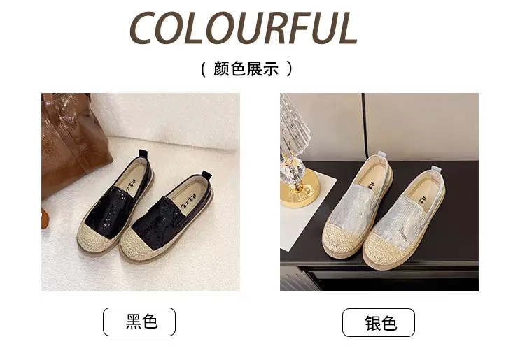 2026 Summer Women's Slip-On Loafers New Versatile Korean Style Lazy Loafers Breathable Sequin Casual Shoes — feature 3