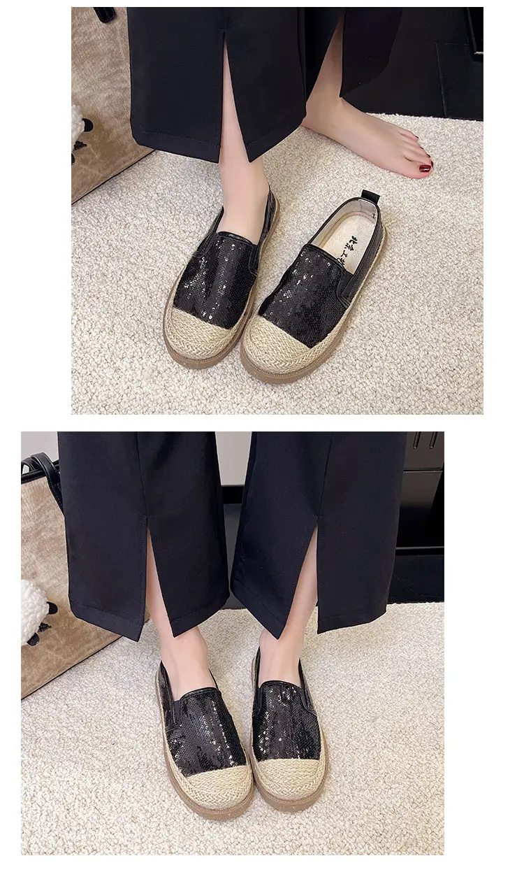 2026 Summer Women's Slip-On Loafers New Versatile Korean Style Lazy Loafers Breathable Sequin Casual Shoes — feature 8