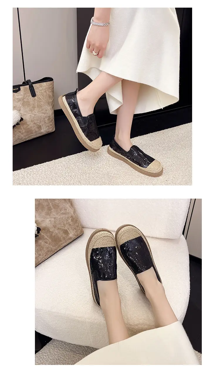 2026 Summer Women's Slip-On Loafers New Versatile Korean Style Lazy Loafers Breathable Sequin Casual Shoes — feature 9