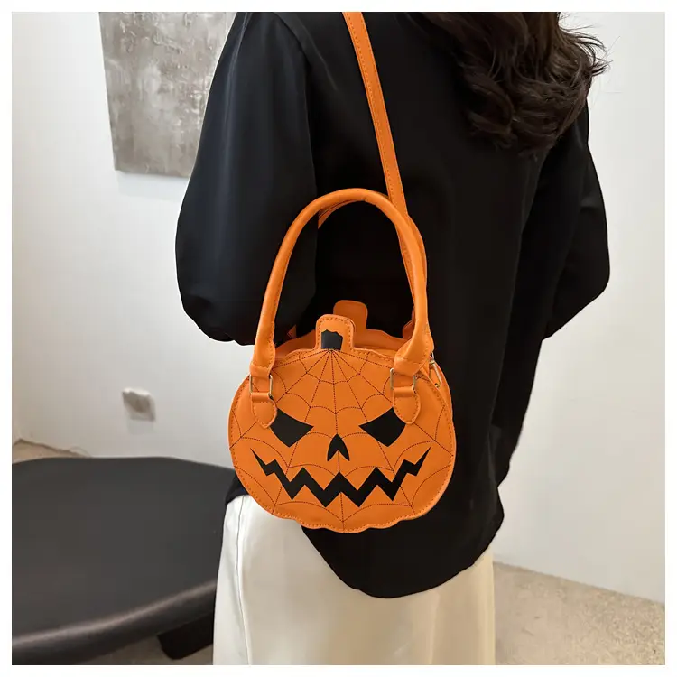 Halloween Pumpkin Shoulder Bag Orange Women's 2025 — feature 17