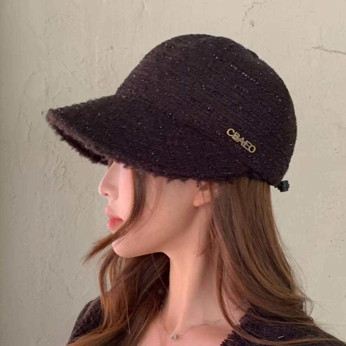 Women Wool Duckbill Cap with Large Brim Cream