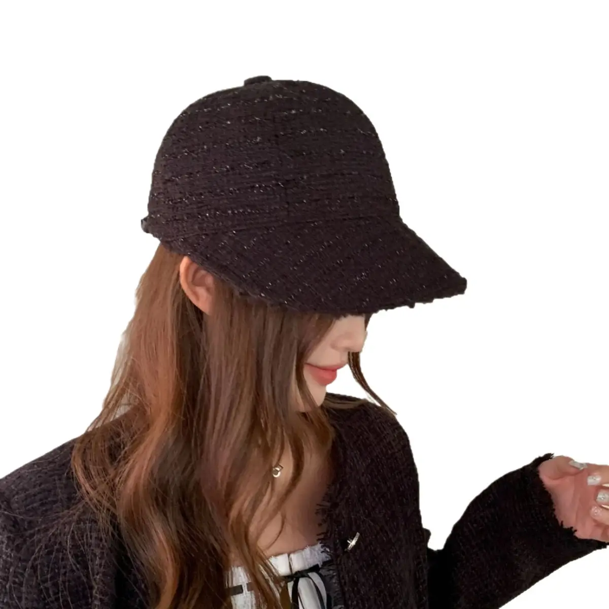 Women Wool Duckbill Cap with Large Brim Cream
