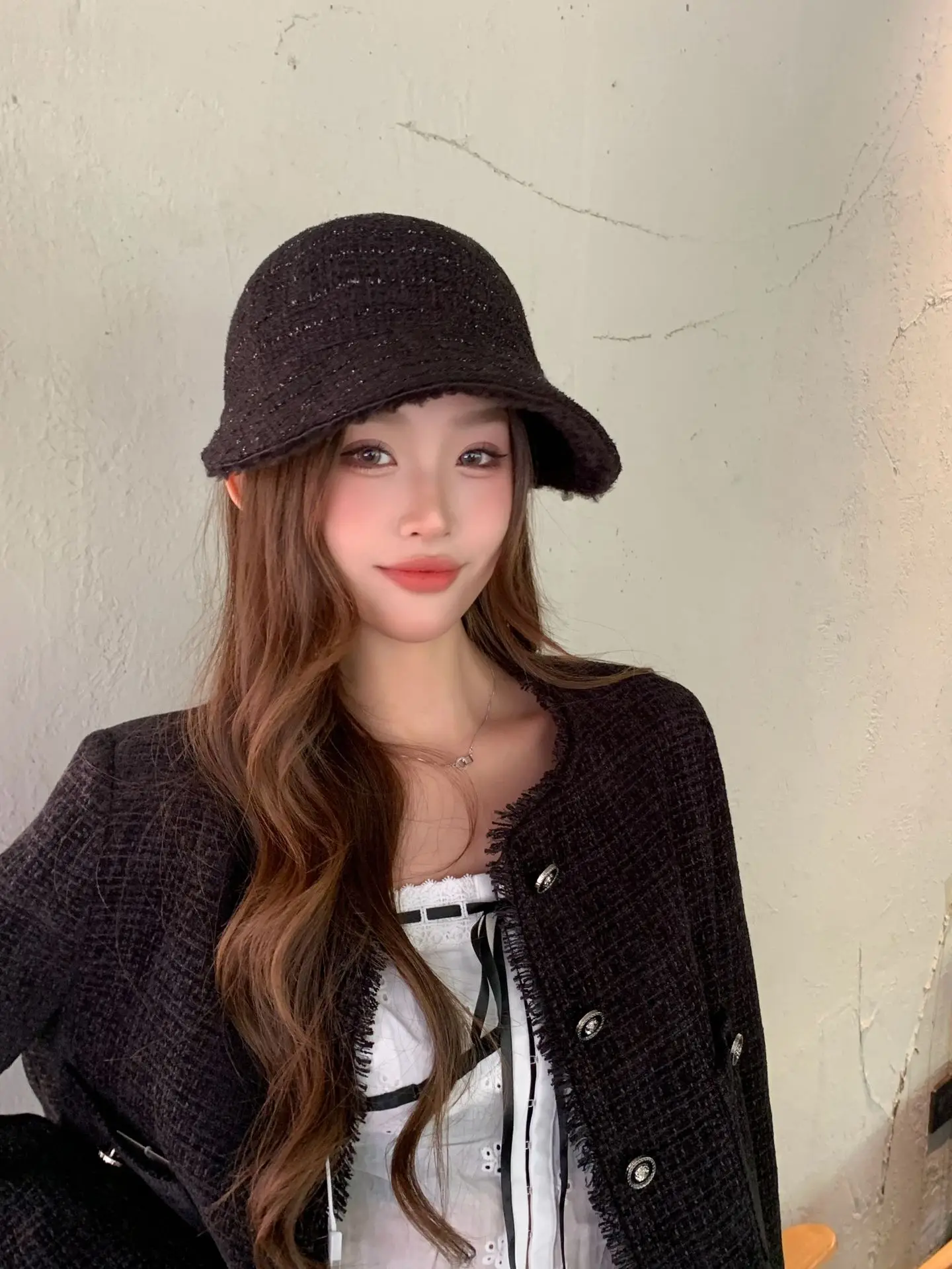 Women Wool Duckbill Cap with Large Brim Cream — feature 5