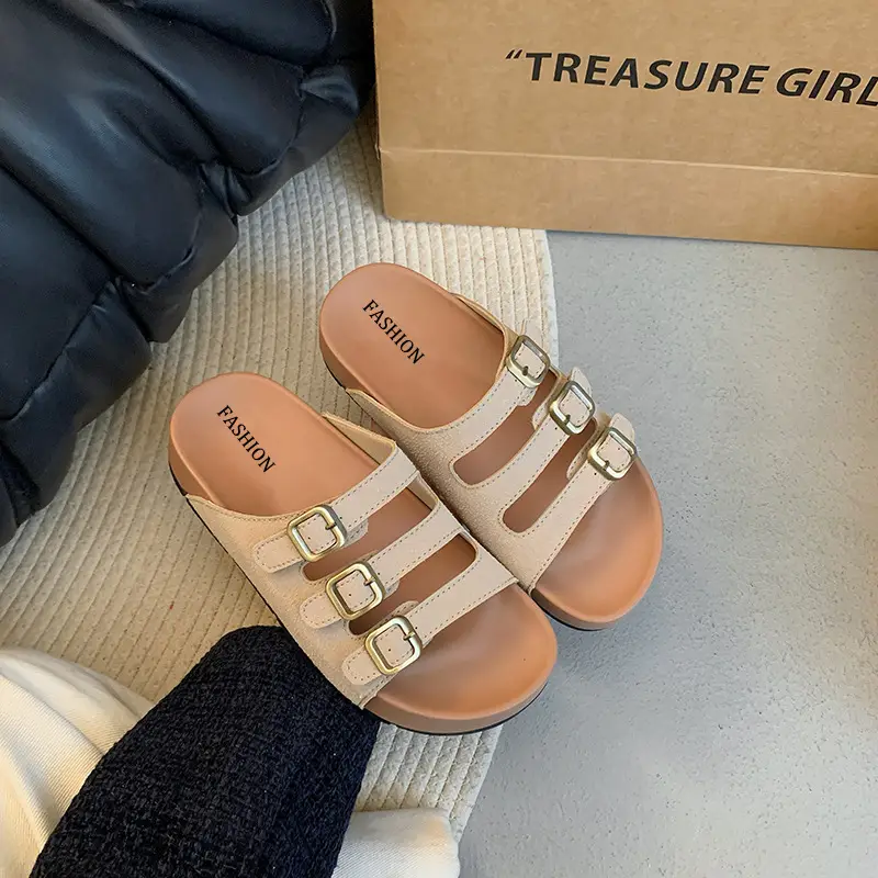2025 New Outer Wear Sandals, High-Bottom Thick-Soled Slippers for Women, Outer Wear Birkenstocks for Women, Summer European and American Birkenstocks for Women