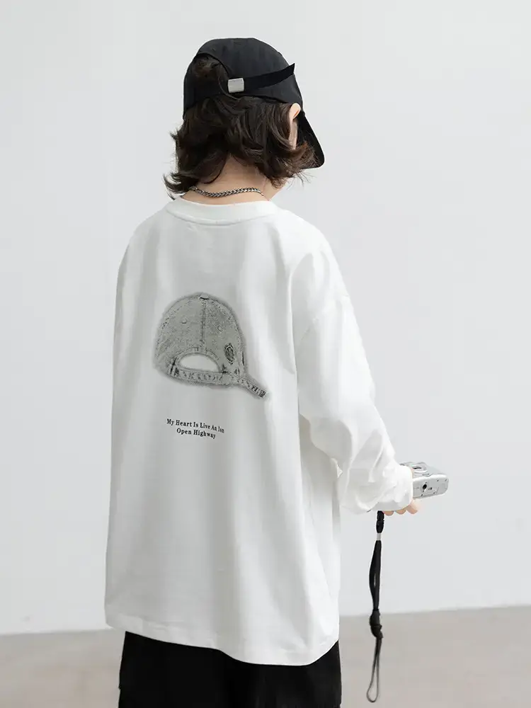 Boys Long Sleeve T-Shirt White 2026 Autumn - Image 4