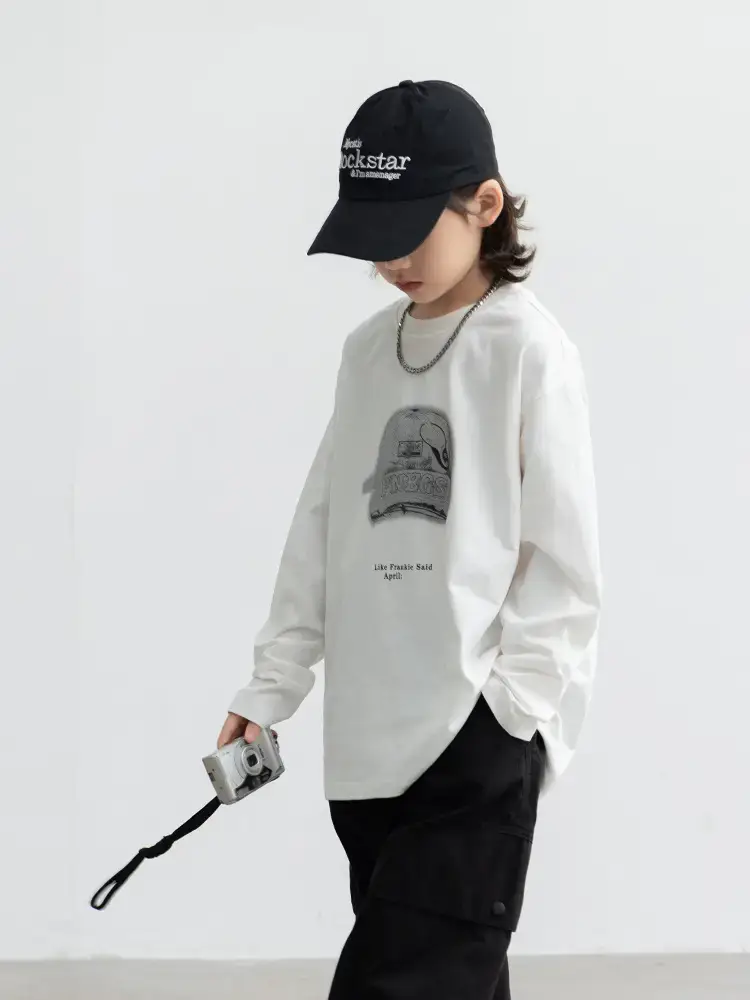 Boys Long Sleeve T-Shirt White 2026 Autumn - Image 5