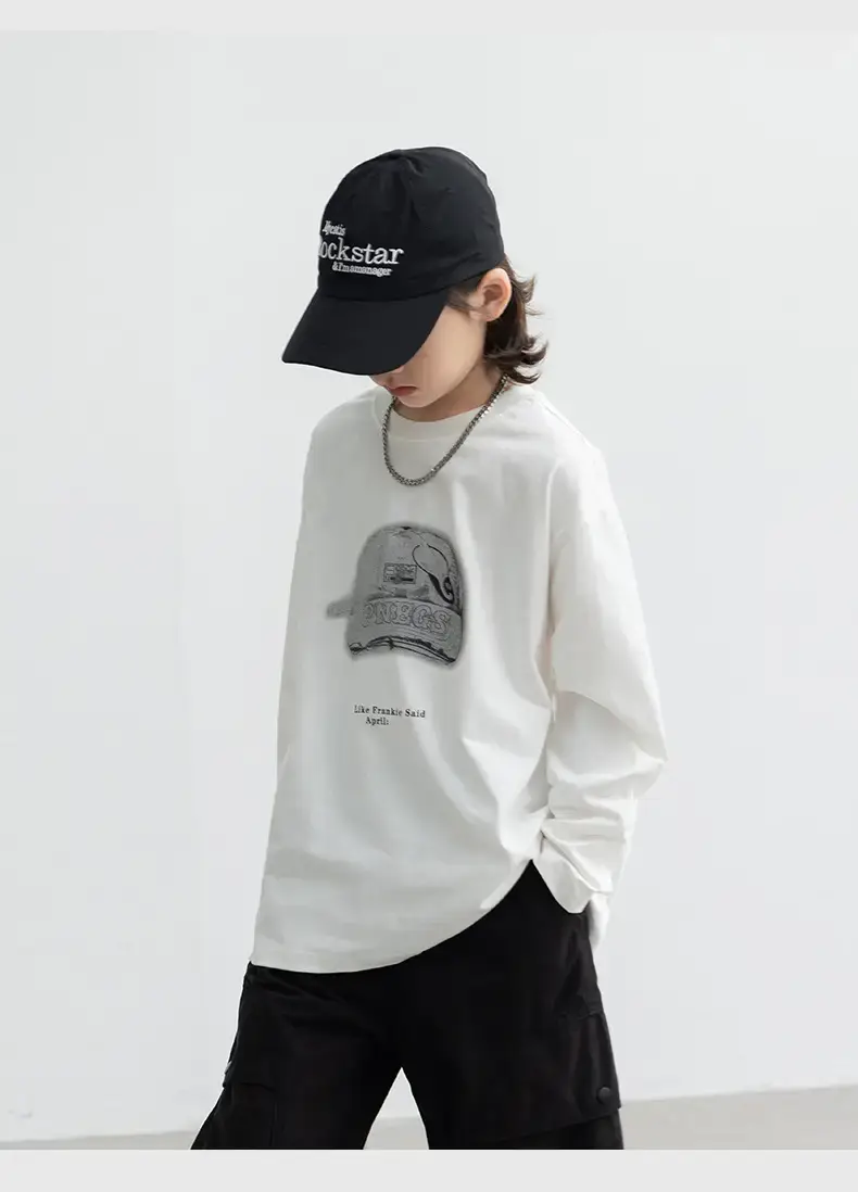 Boys Long Sleeve T-Shirt White 2026 Autumn — feature 13