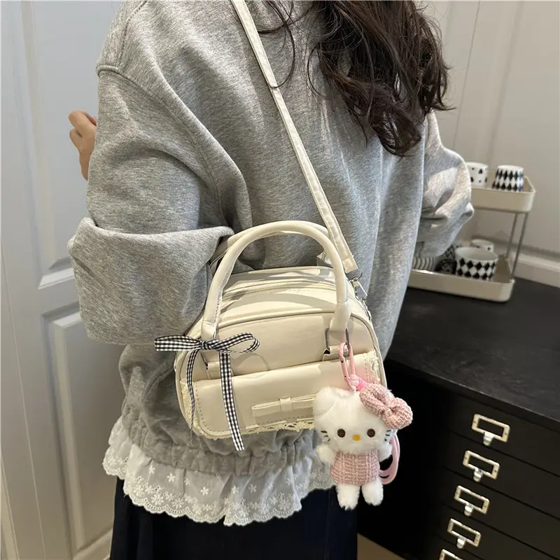 Cute Cartoon Boston Bag 2025 Summer New Large Capacity Textured Shoulder Crossbody Bag - Image 10