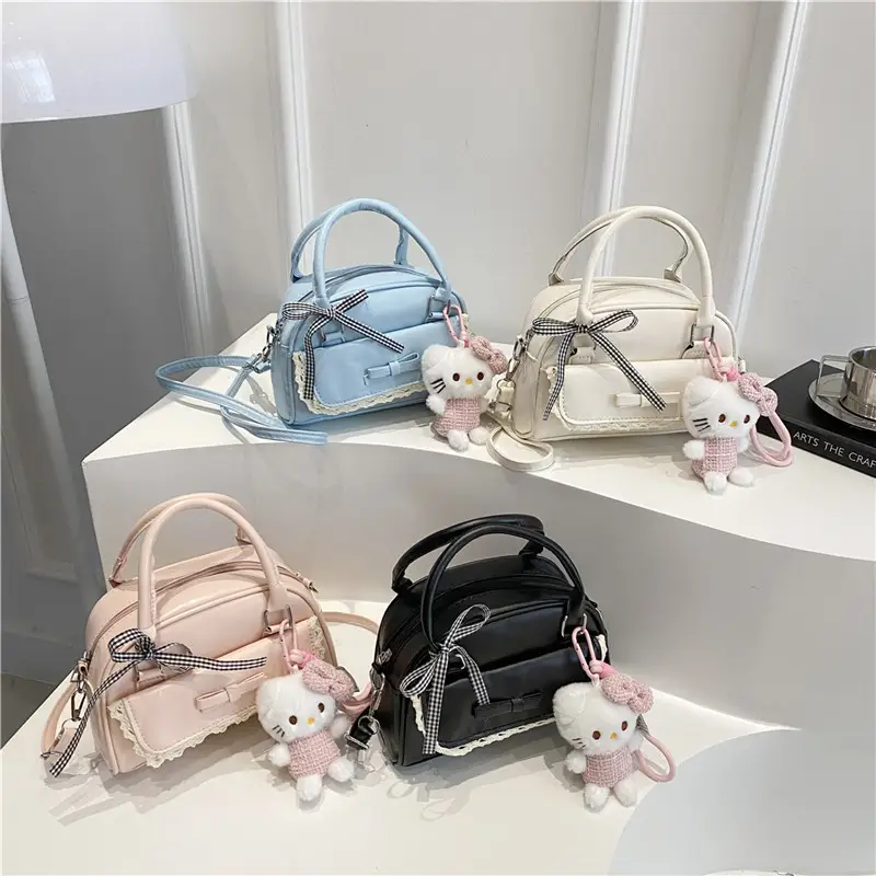 Cute Cartoon Boston Bag 2025 Summer New Large Capacity Textured Shoulder Crossbody Bag - Image 12