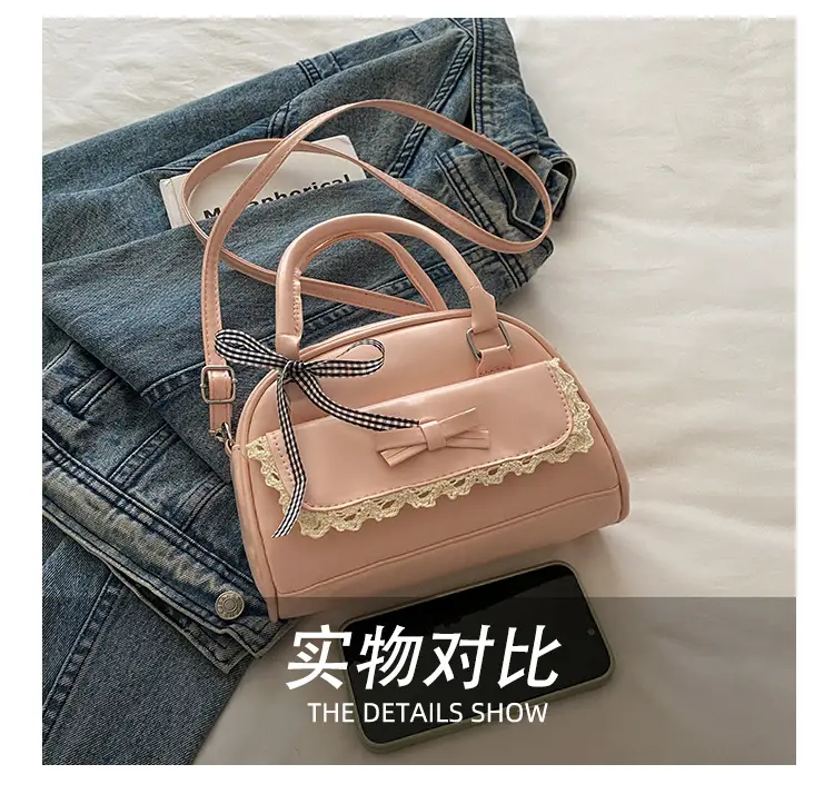 Cute Cartoon Boston Bag 2025 Summer New Large Capacity Textured Shoulder Crossbody Bag — feature 10