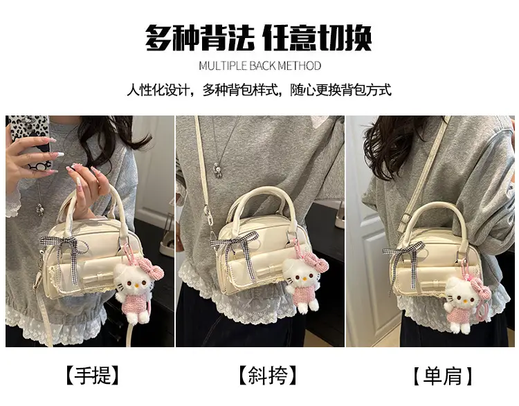 Cute Cartoon Boston Bag 2025 Summer New Large Capacity Textured Shoulder Crossbody Bag — feature 13