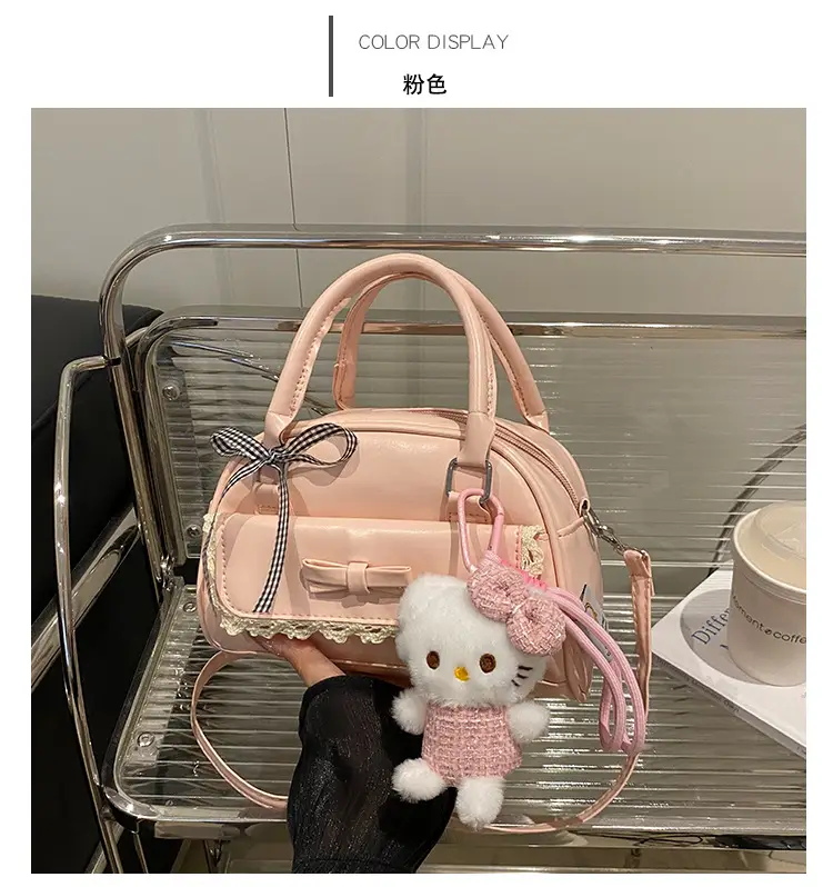 Cute Cartoon Boston Bag 2025 Summer New Large Capacity Textured Shoulder Crossbody Bag — feature 15
