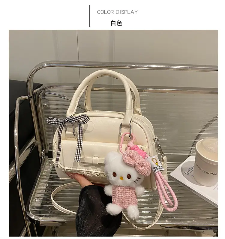 Cute Cartoon Boston Bag 2025 Summer New Large Capacity Textured Shoulder Crossbody Bag — feature 16