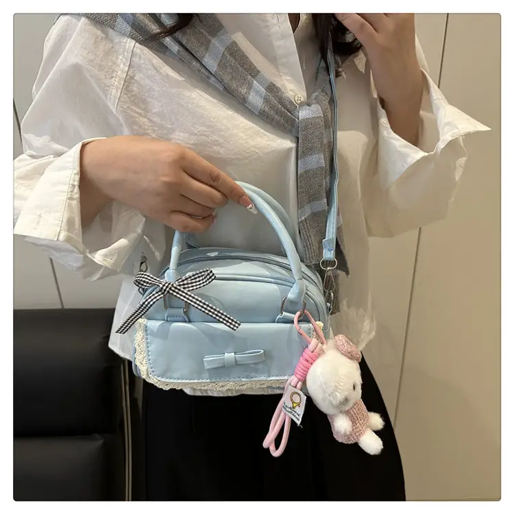 Cute Cartoon Boston Bag 2025 Summer New Large Capacity Textured Shoulder Crossbody Bag — feature 22