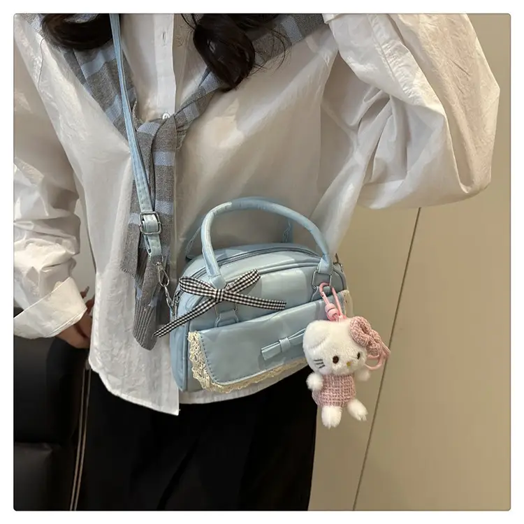 Cute Cartoon Boston Bag 2025 Summer New Large Capacity Textured Shoulder Crossbody Bag — feature 23