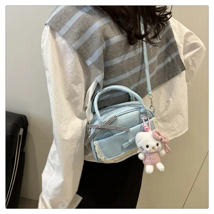 Cute Cartoon Boston Bag 2025 Summer New Large Capacity Textured Shoulder Crossbody Bag — feature 25