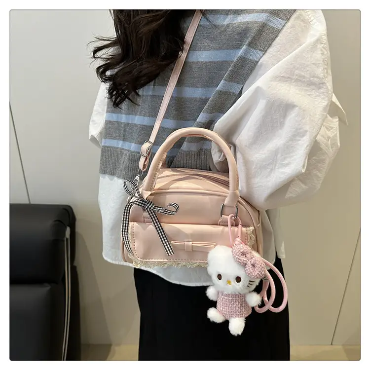 Cute Cartoon Boston Bag 2025 Summer New Large Capacity Textured Shoulder Crossbody Bag — feature 26