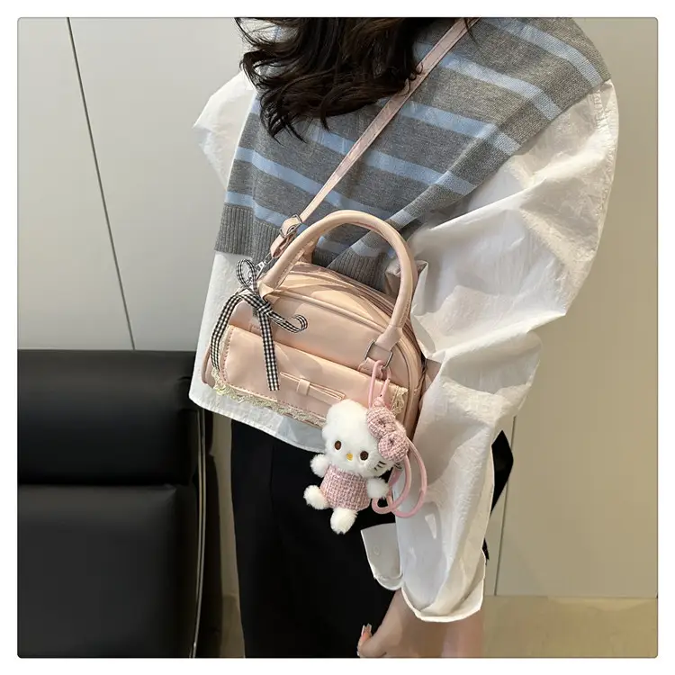 Cute Cartoon Boston Bag 2025 Summer New Large Capacity Textured Shoulder Crossbody Bag — feature 27