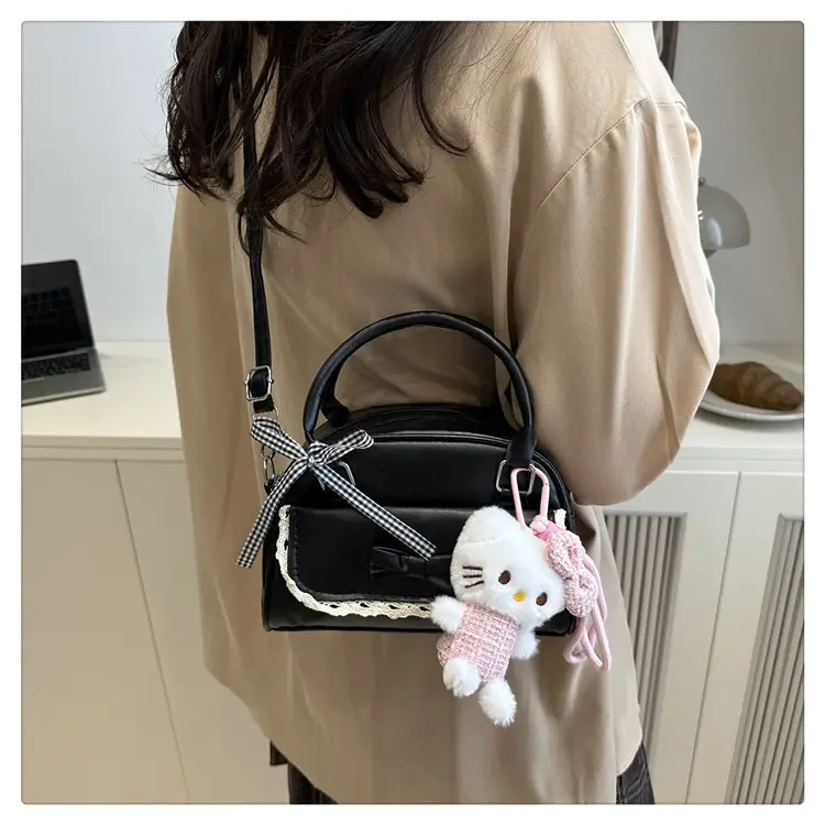 Cute Cartoon Boston Bag 2025 Summer New Large Capacity Textured Shoulder Crossbody Bag — feature 31