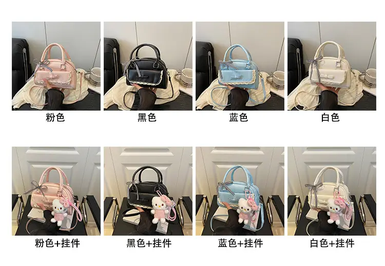 Cute Cartoon Boston Bag 2025 Summer New Large Capacity Textured Shoulder Crossbody Bag — feature 4