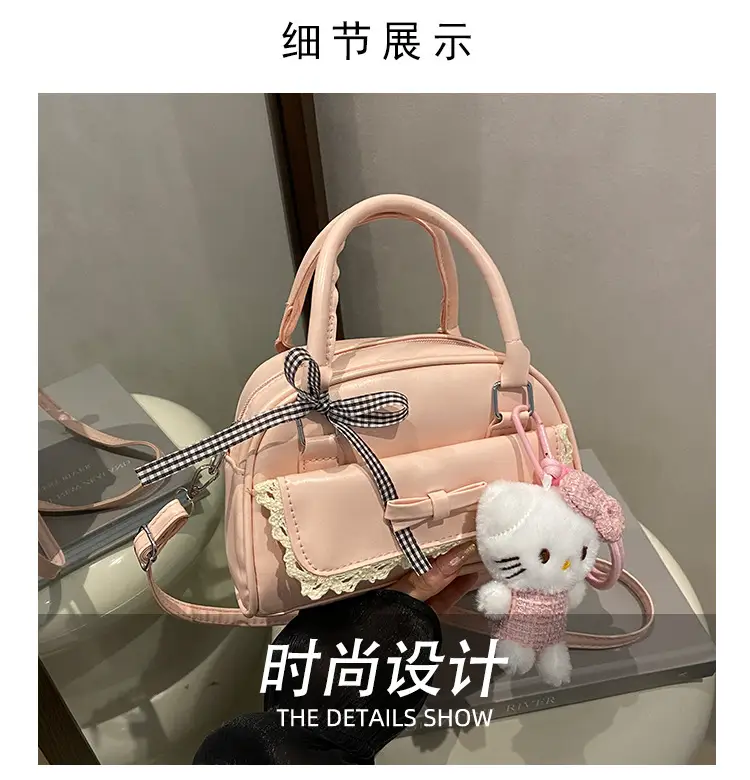 Cute Cartoon Boston Bag 2025 Summer New Large Capacity Textured Shoulder Crossbody Bag — feature 5
