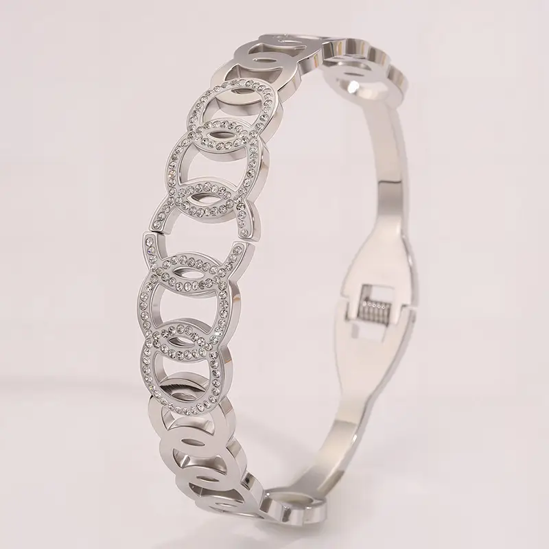 Titanium Bracelet Lucky Five-Ring Diamond Couple's Open Full Diamond Light Luxury High-End β feature 20