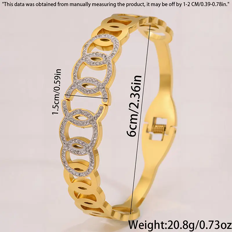 Titanium Bracelet Lucky Five-Ring Diamond Couple's Open Full Diamond Light Luxury High-End