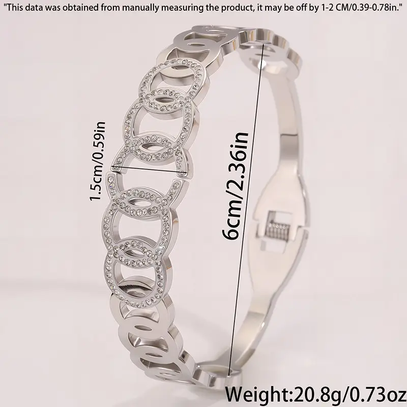 Titanium Bracelet Lucky Five-Ring Diamond Couple's Open Full Diamond Light Luxury High-End - Image 2