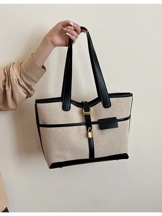 Vintage Canvas Patchwork Shoulder Bag for Women - Image 4