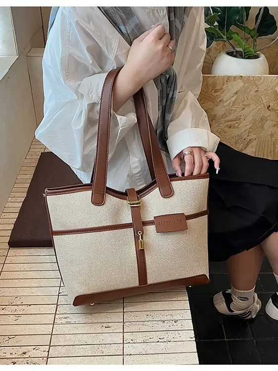 Vintage Canvas Patchwork Shoulder Bag for Women - Image 5