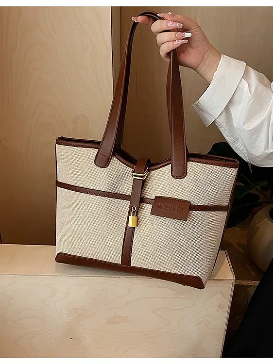 Vintage Canvas Patchwork Shoulder Bag for Women - Image 6