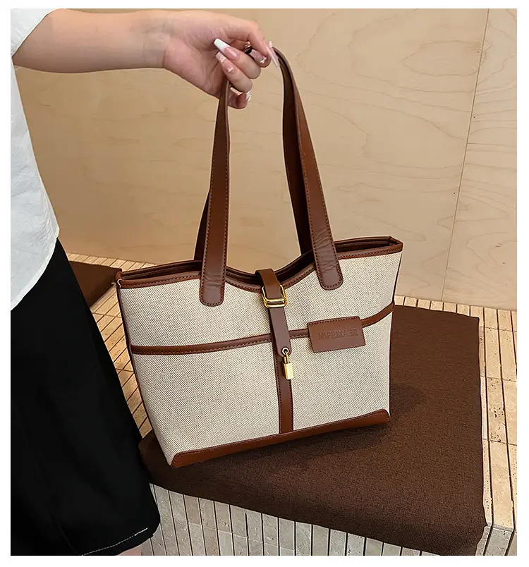 Vintage Canvas Patchwork Shoulder Bag for Women — feature 1