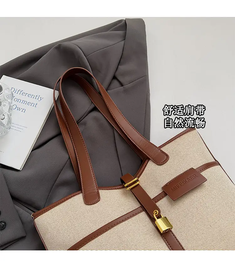 Vintage Canvas Patchwork Shoulder Bag for Women — feature 4