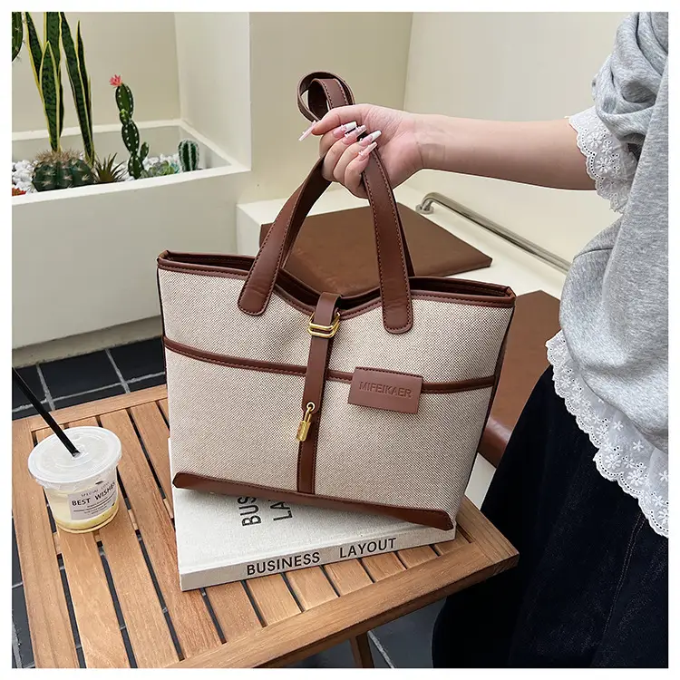 Vintage Canvas Patchwork Shoulder Bag for Women — feature 8