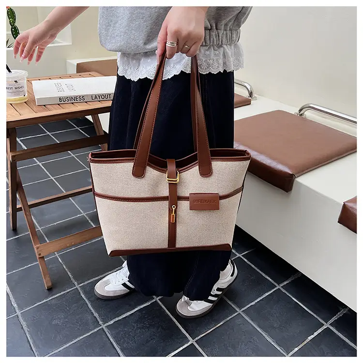Vintage Canvas Patchwork Shoulder Bag for Women — feature 9