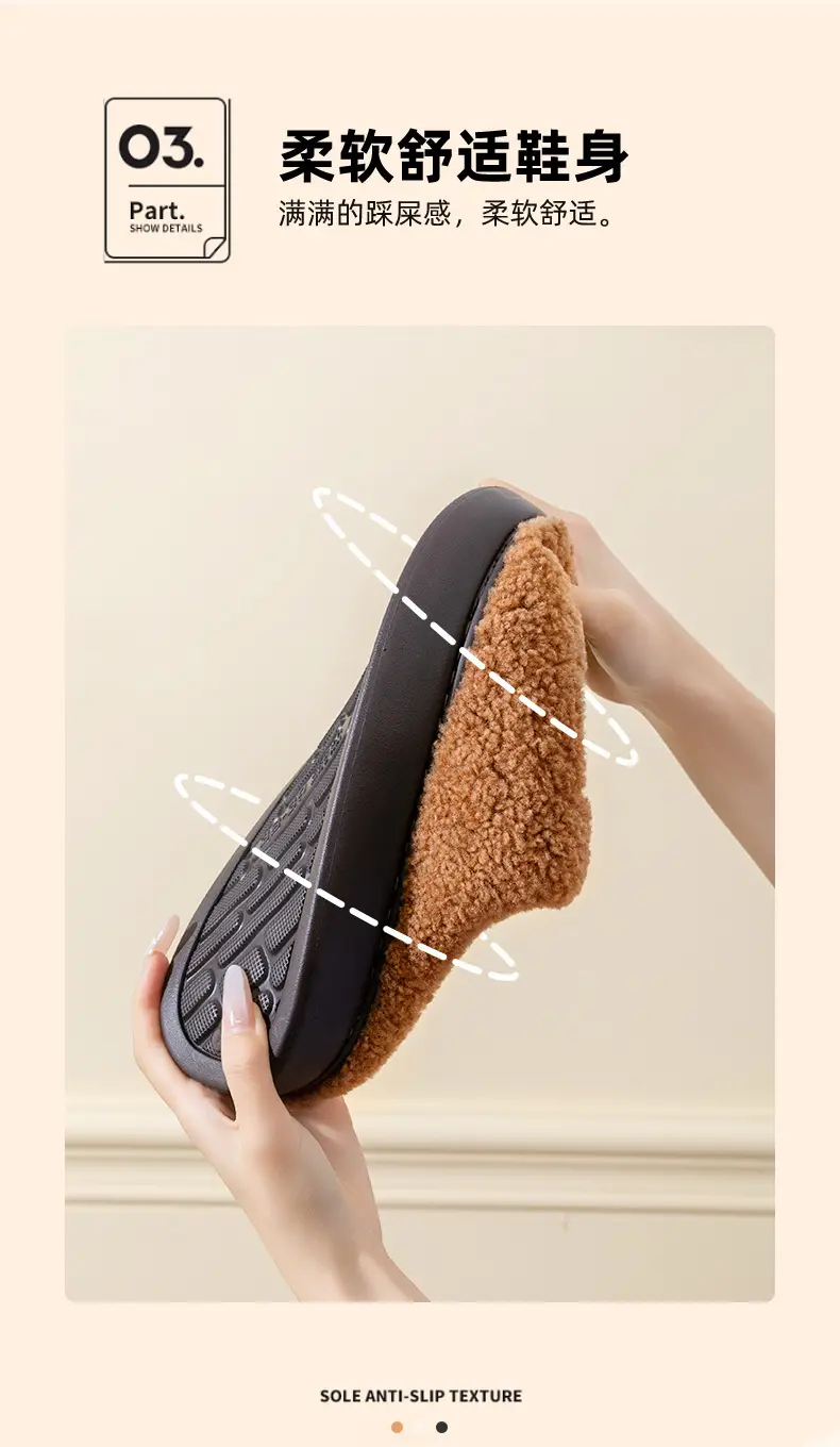 Women Furry Lamb Wool Slippers Pink Closed Toe — feature 7
