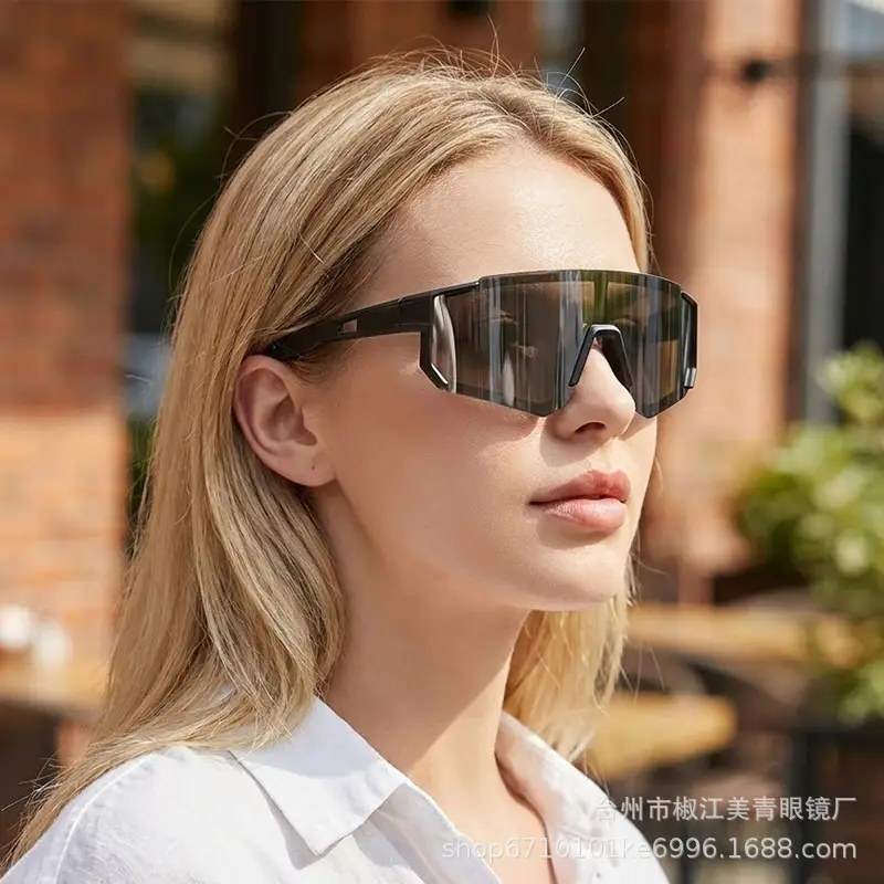 Sports Cycling Sunglasses Blue White One Lens — feature 1