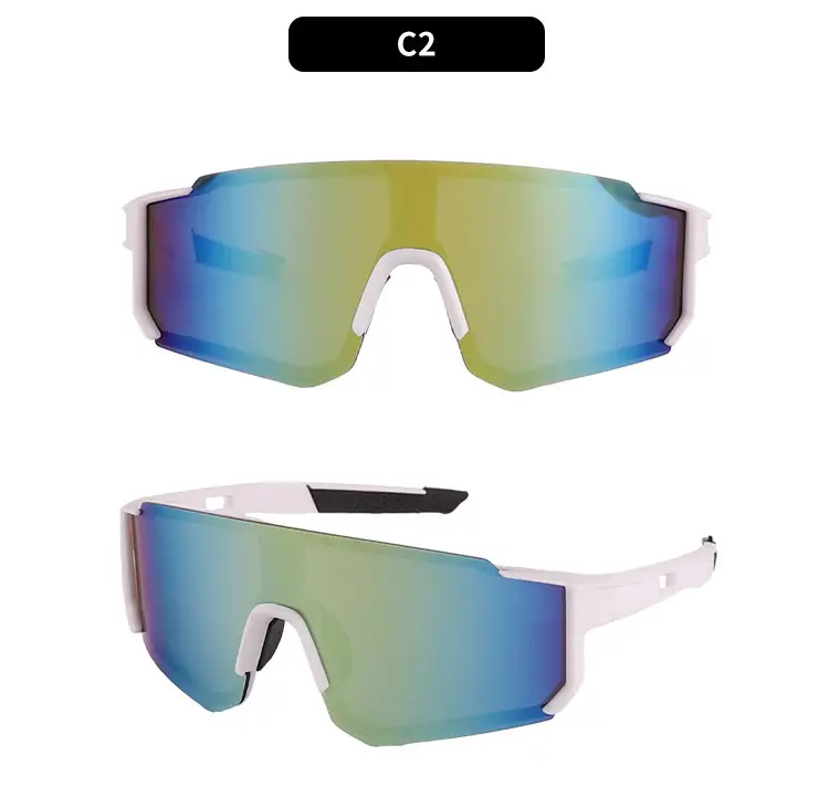 Sports Cycling Sunglasses Blue White One Lens — feature 16