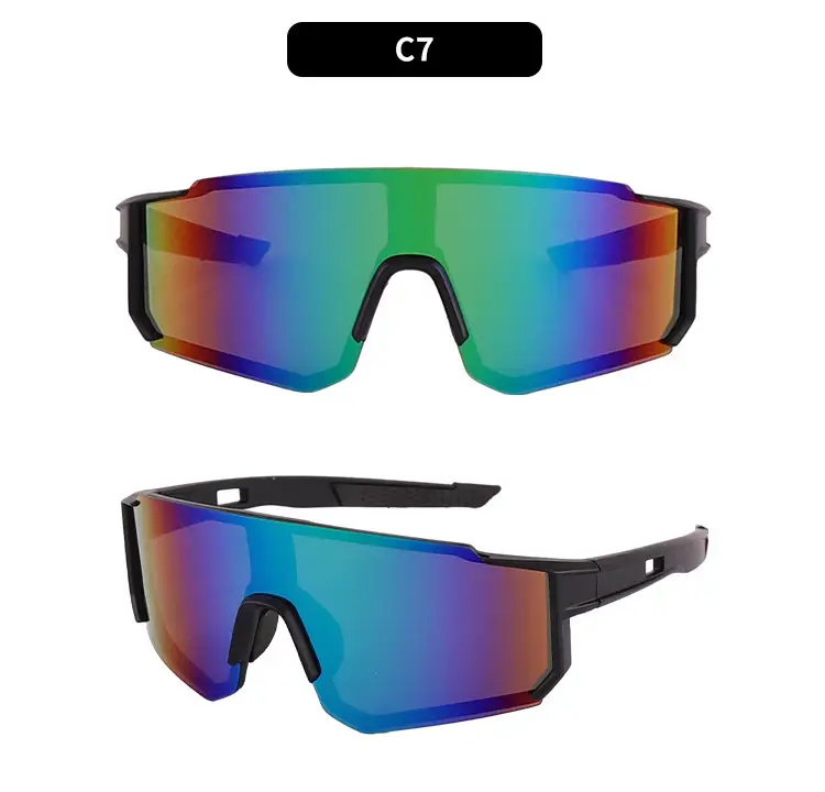 Sports Cycling Sunglasses Blue White One Lens — feature 20