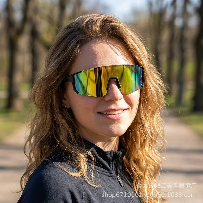 Sports Cycling Sunglasses Blue White One Lens — feature 5