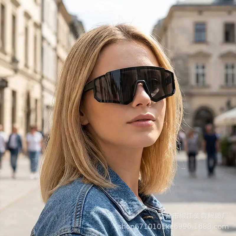 Sports Cycling Sunglasses Blue White One Lens — feature 6